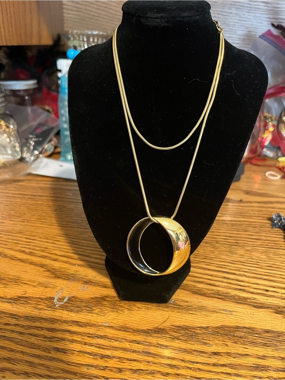 Monet Gold Layered Necklace with Interlocking Rings